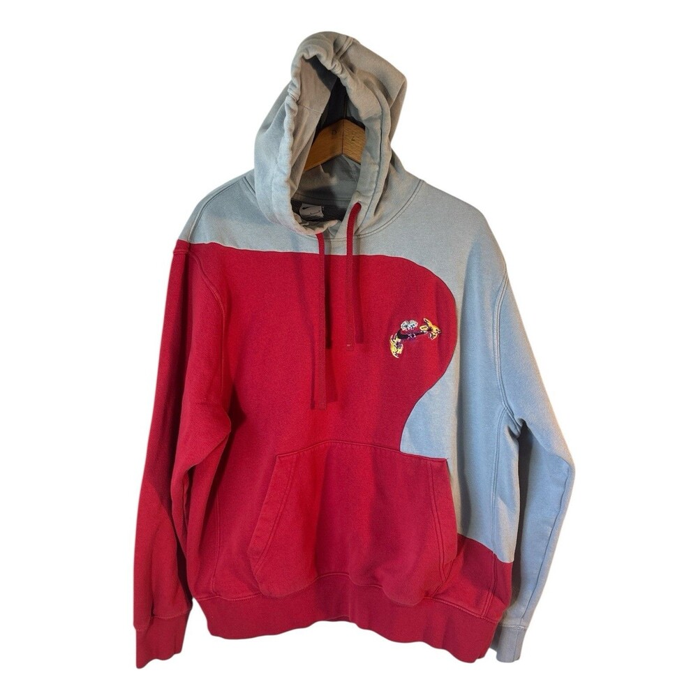 Nike Sportswear Club Galaxy Hoodie Pullover Sweatshirt Red Gray Space Detail L